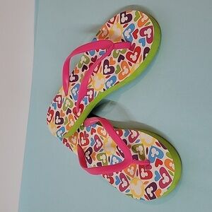 🌈Disney Parks Colorful Heart Shaped Mickey Mouse Flip Flops Size 7